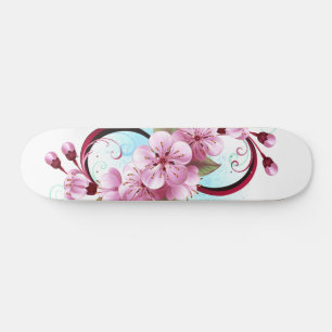 Infinity with Sakura Blossom Flowers Skateboard