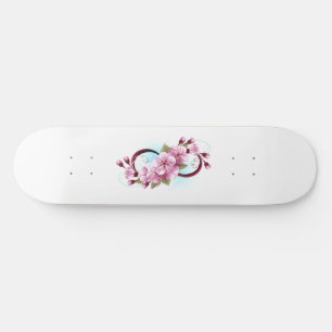 Infinity with Sakura Blossom Flowers Skateboard