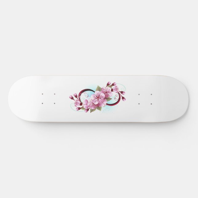 Infinity with Sakura Blossom Flowers Skateboard (Horz)