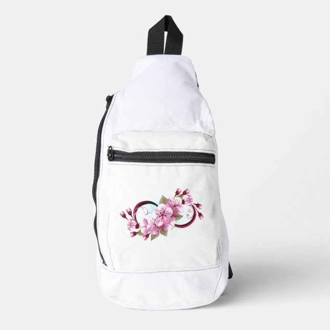 Infinity with Sakura Blossom Flowers Sling Bag (Front)