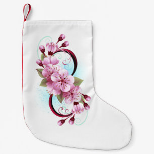 Infinity with Sakura Blossom Flowers Small Christmas Stocking