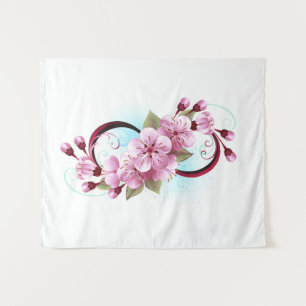 Infinity with Sakura Blossom Flowers Tapestry