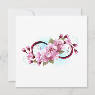 Infinity with Sakura Blossom Flowers Thank You Card