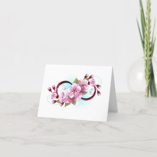 Infinity with Sakura Blossom Flowers Thank You Card