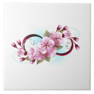 Infinity with Sakura Blossom Flowers Tile