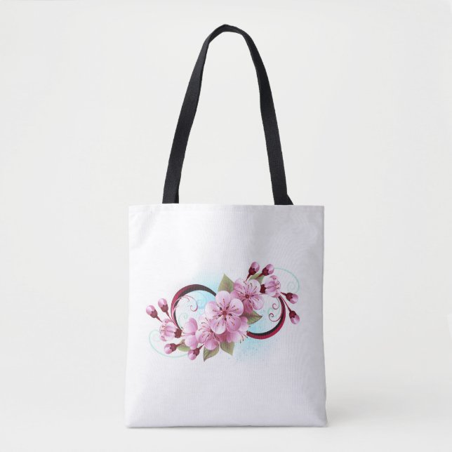 Infinity with Sakura Blossom Flowers Tote Bag (Front)