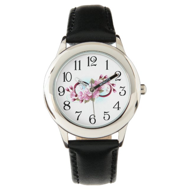 Infinity with Sakura Blossom Flowers Watch (Front)