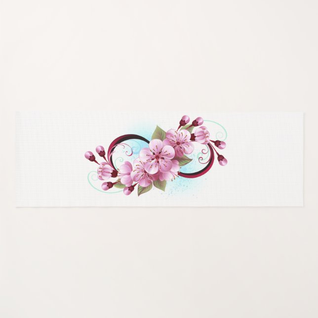 Infinity with Sakura Blossom Flowers Yoga Mat (Front (Horizontal))