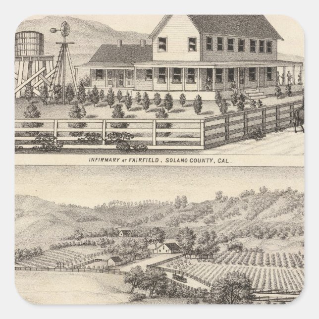 Infirmary, residences square sticker (Front)