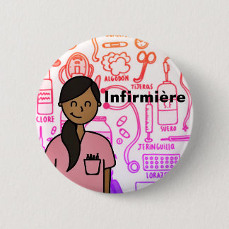 Infirmière swipes in 6 cm round badge