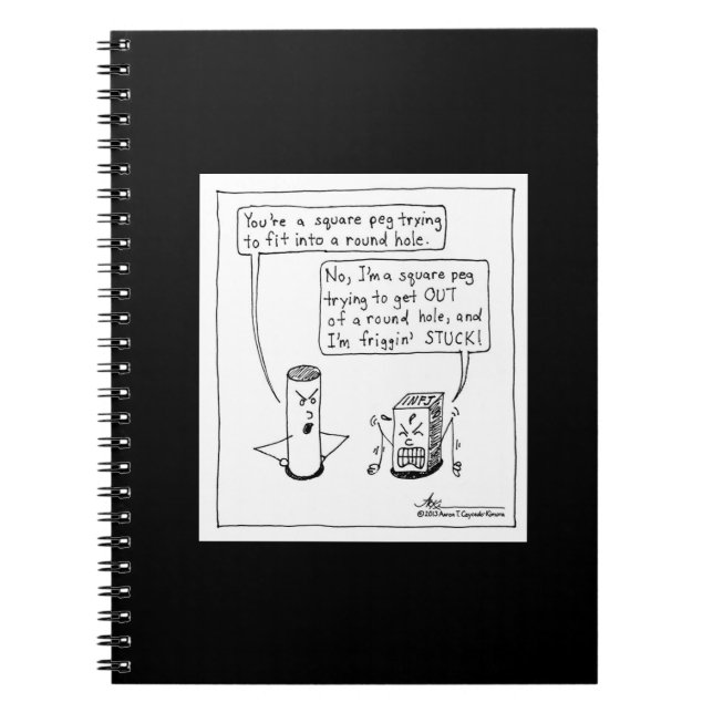INFJ Square Peg Black Notebook (Front)