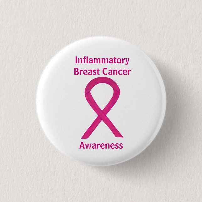 Inflammatory Breast Cancer Hot Pink Ribbon Pin (Front)