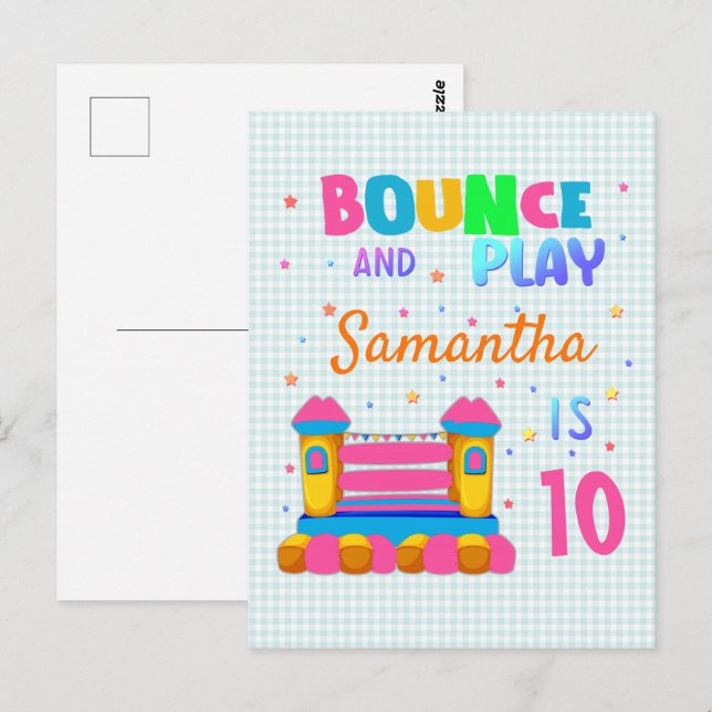 Inflatable Bounce House Jump Birthday Party Girl  Postcard (Front/Back)