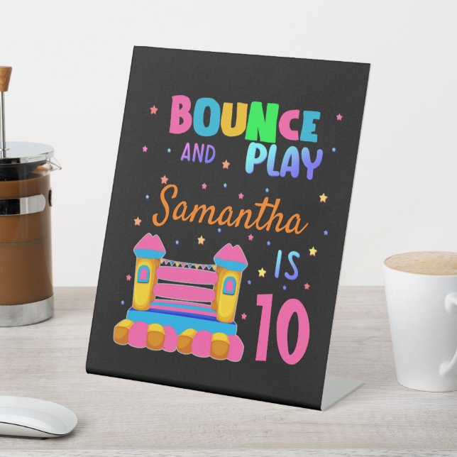 Inflatable Bounce House Jump Birthday Party  Pedestal Sign (In SItu)