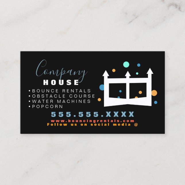 Inflatable Castle Jump House Bounce Party Rental Business Card (Front)