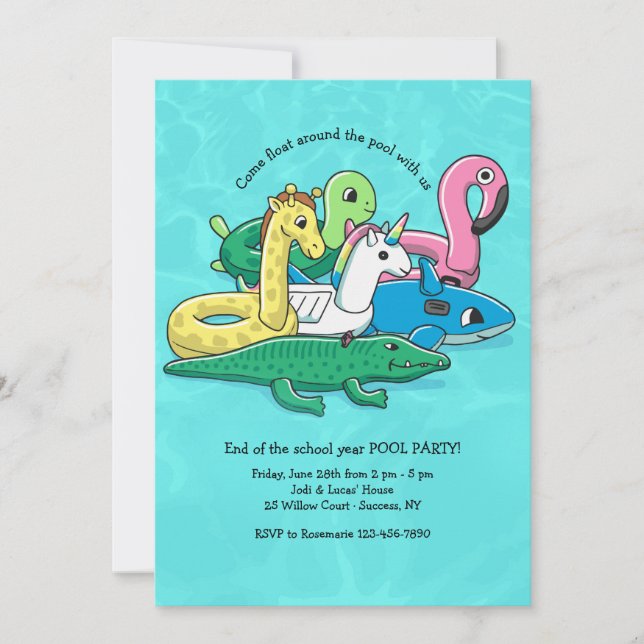 Inflatable Pool Toys Invitation (Front)