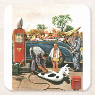 Inflating Beach Toy Square Paper Coaster