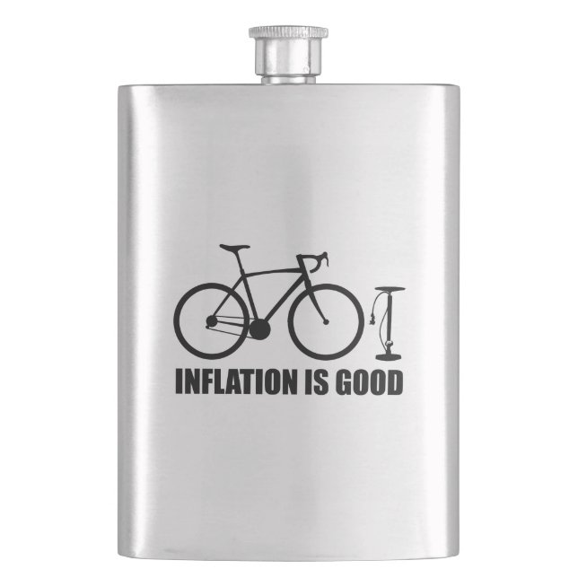 Inflation Is Good Bicycle Hip Flask (Front)
