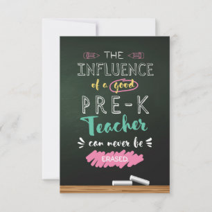 Influence of a Good Pre-K Teacher Thank You Card