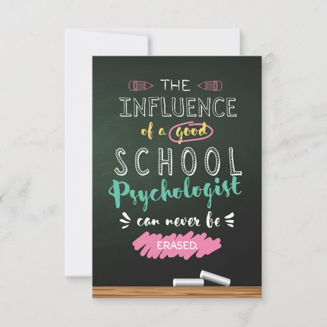 Influence of a Good School Psychologist Thank You Card (Front)