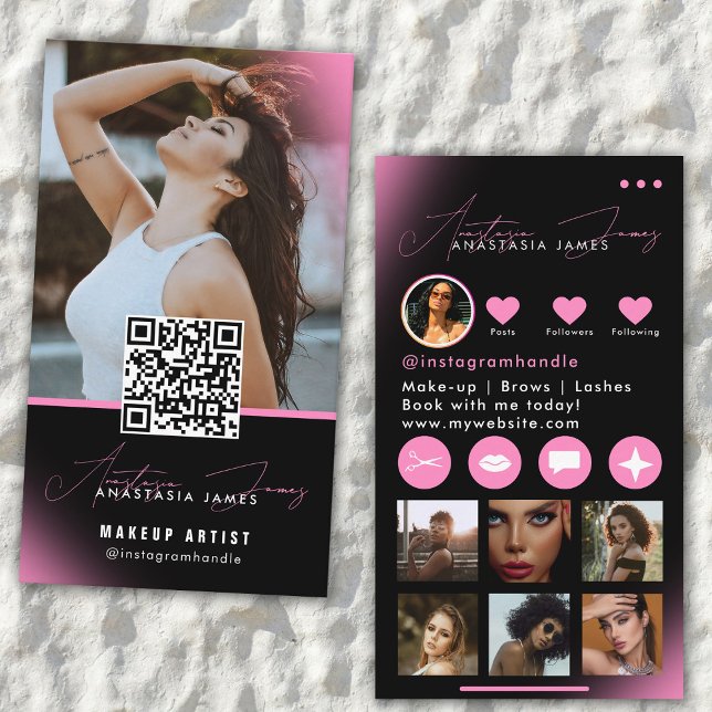 Influencer Beauty Artist Hair Nails Lashes Pink Business Card (Influencer Beauty Artist Hair Nails Lashes Pink Business Card)