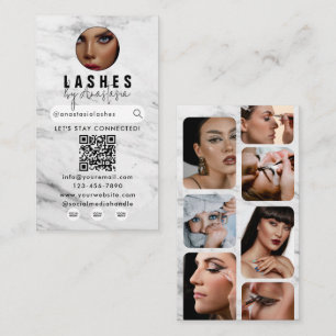 Influencer Beauty Makeup Artist Hair Lashes Marble Business Card