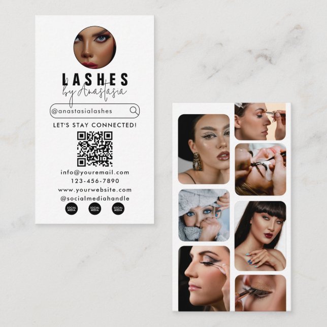 Influencer Beauty Makeup Artist Hair Lashes Photos Business Card (Front/Back)