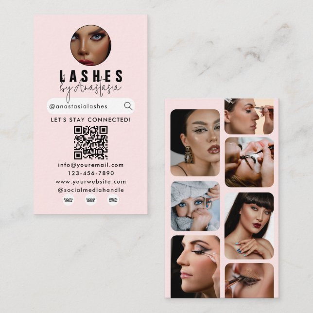 Influencer Beauty Makeup Artist Hair Lashes Photos Business Card (Front/Back)