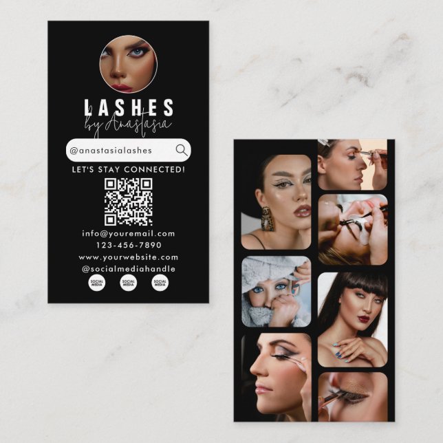 Influencer Beauty Makeup Artist Hair Lashes Photos Business Card (Front/Back)