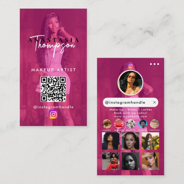 Influencer Beauty Nail Tech Social Media QR Code Business Card (Front/Back)