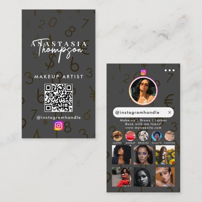 Influencer Beauty Nail Tech Social Media QR Code Business Card (Front/Back)