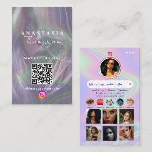 Influencer Beauty Nails Social Media Holographic Business Card