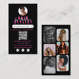 Influencer Beauty Salon Hair Makeup Photos Pink Business Card