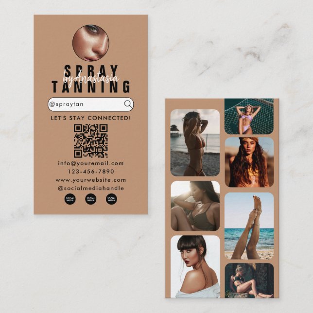 Influencer Beauty Spray Tanning Salon Tan Photos Business Card (Front/Back)