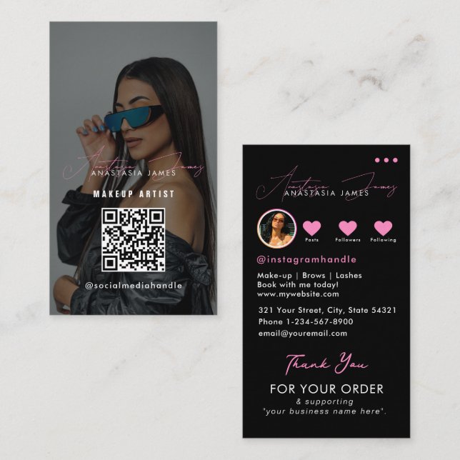 Influencer Business Grid Social Media Thank You Card (Front/Back)
