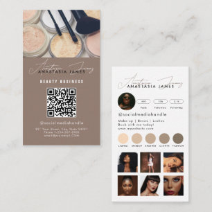 Influencer Esthetician Social Media QR Code Beige Business Card
