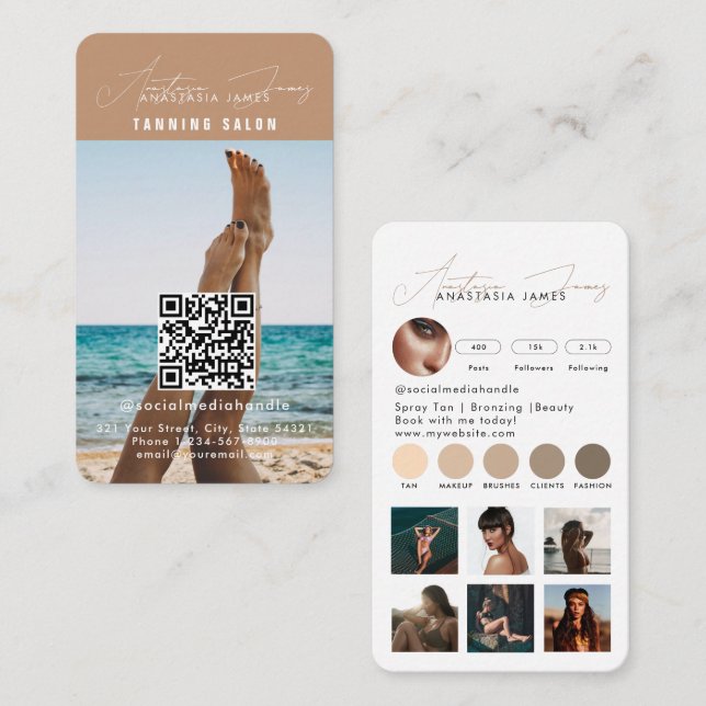 Influencer Feed Grid Social Media QR Code Business Card (Front/Back)