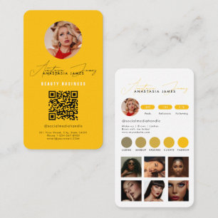 Influencer Feed Grid Social Media QR Code Yellow Business Card