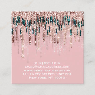 Influencer Makeup Artist Drips Lips Rose Pink Square Business Card