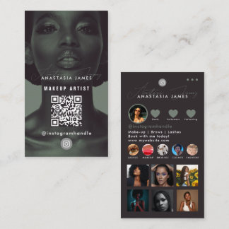 Influencer Photo Collage Social Media QR Code Business Card