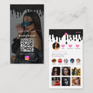Influencer Photo Feed Girly Social Media Glitter Business Card
