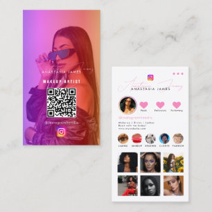 Influencer Photo Feed Girly Social Media QR Code Business Card