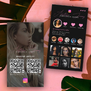 Influencer Photo Feed Grid Social Media 2 QR Code  Business Card