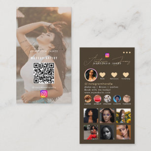Influencer Photo Feed Grid Social Media Beige Boho Business Card