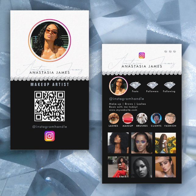 Influencer Photo Feed Grid Social Media Diamonds Business Card (Influencer Photo Feed Grid Social Media Diamonds Business Card)