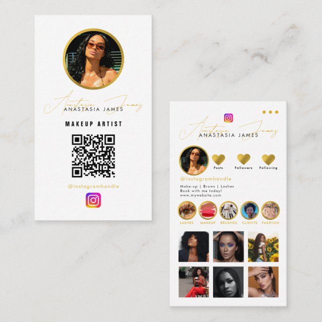 Influencer Photo Feed Grid Social Media QR Code Business Card (Front/Back)