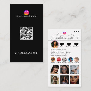 Influencer Photo Feed Social Media QR Code Black Business Card