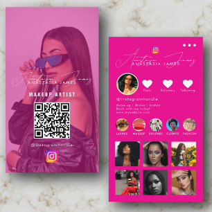 Influencer Photo Feed Social Media QR Code Girly Business Card