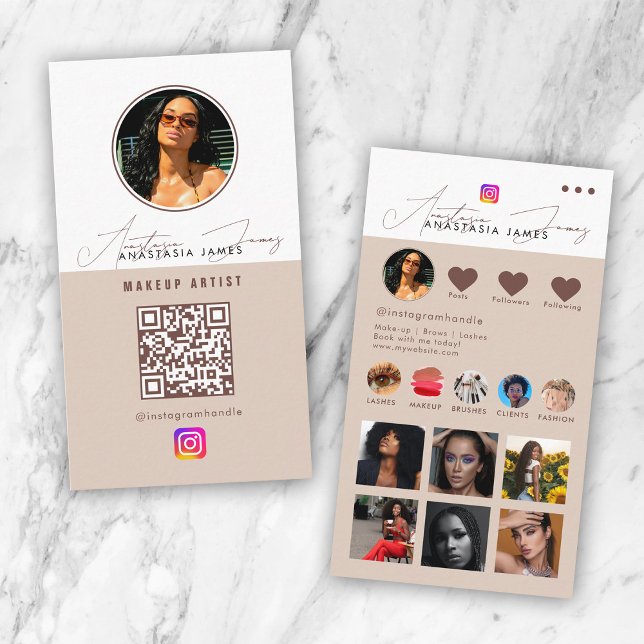 Influencer Photo Feed Social Media QR Code Neutral Business Card (Influencer Photo Feed Social Media QR Code Neutral Business Card)