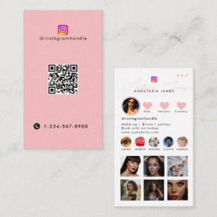 Influencer Photo Feed Social Media QR Code Pink Business Card